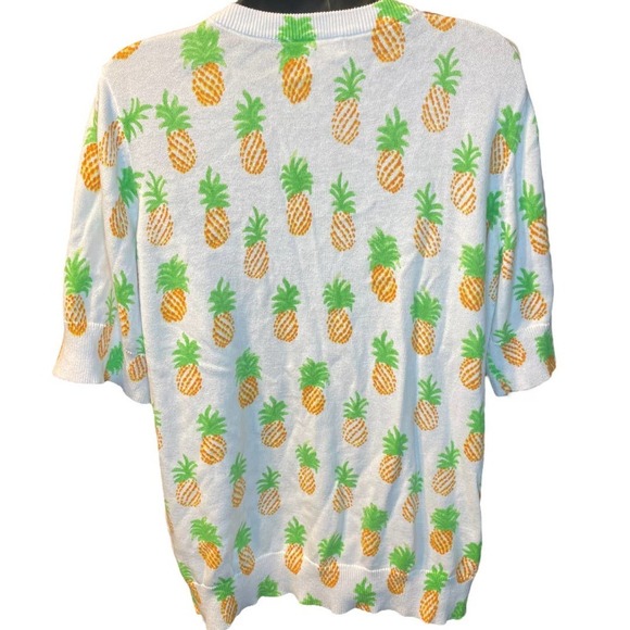 Woman Within Cotton Pineapple Short Sleeve Cardigan Sz 18/20 - Picture 3 of 7